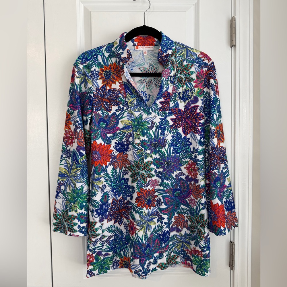 Jude Connally Women’s Chris Tunic Pullover Split Neck Multi Floral Size Small